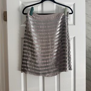 French Connection Silver-Striped Gray Mini Skirt